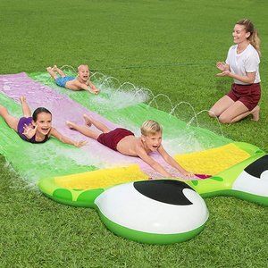 H2O Go Friendly Frog Slide w/Drench Pool 16ft Age 3+ By Bestway